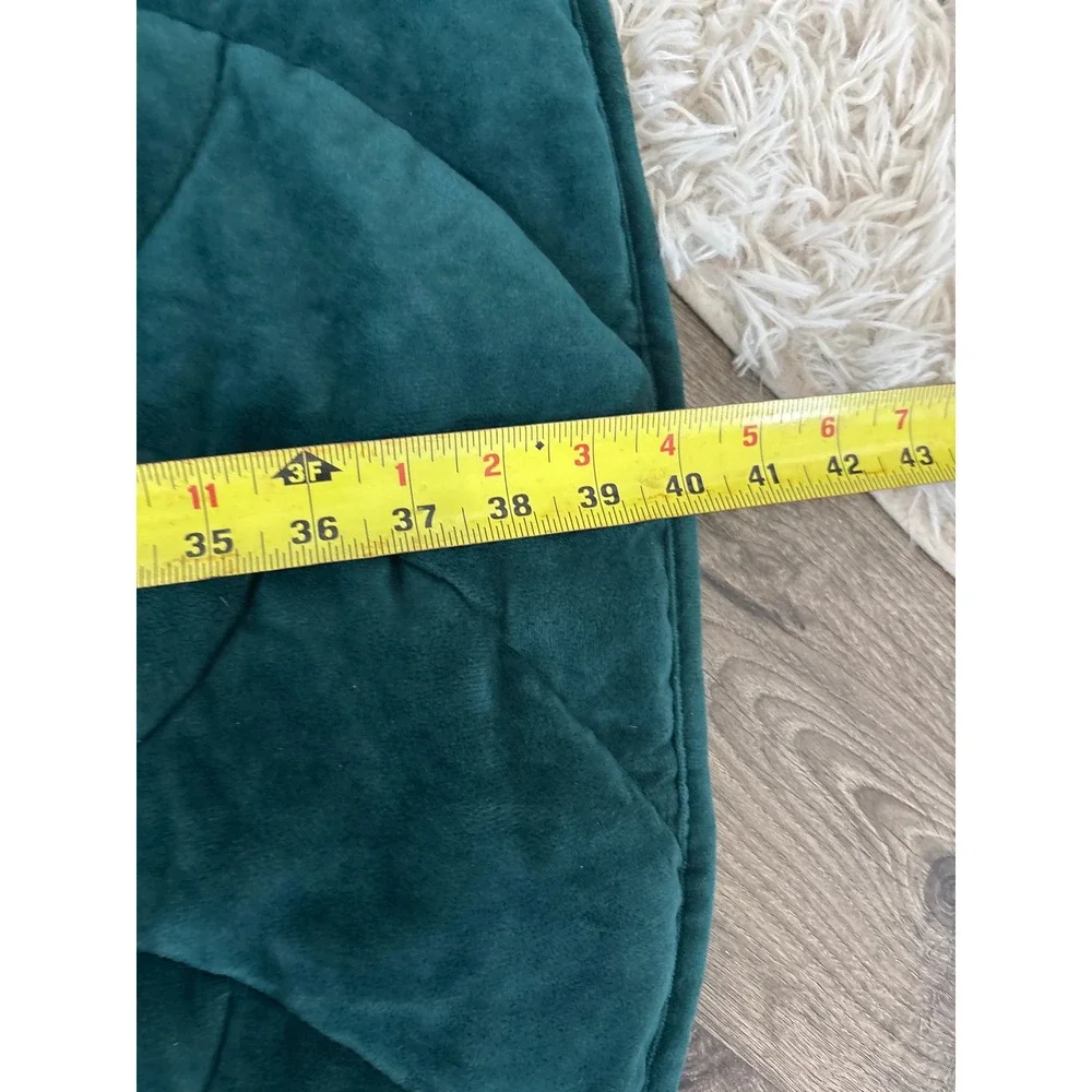 Kaisa Weighted Leaf Blanket Teal‎ Green Velvet Quilted Botanical Throw 51x41